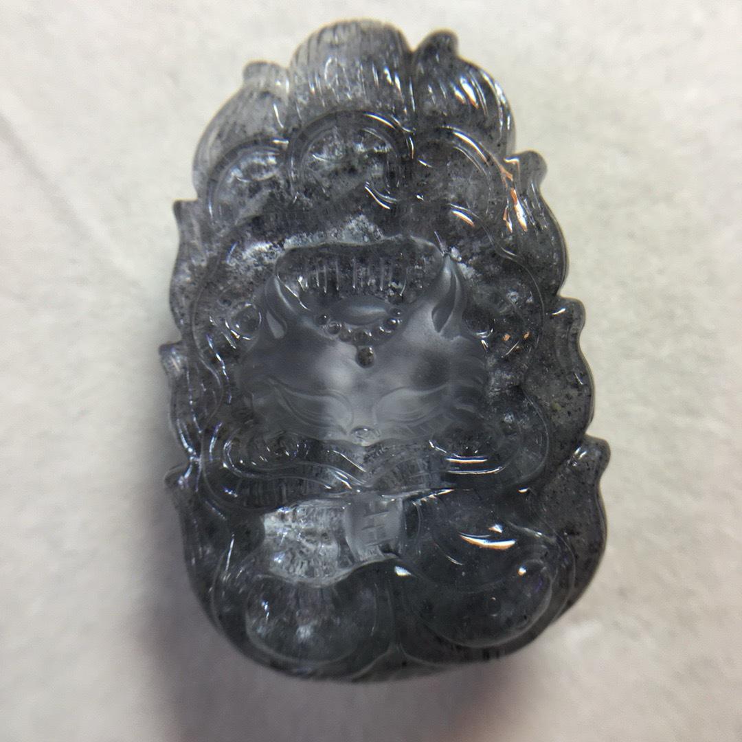 

Natural Gray Phantom Nine-Tailed Fox Pendant - Exquisite Carved Beauty Unique Image for Each Item природний