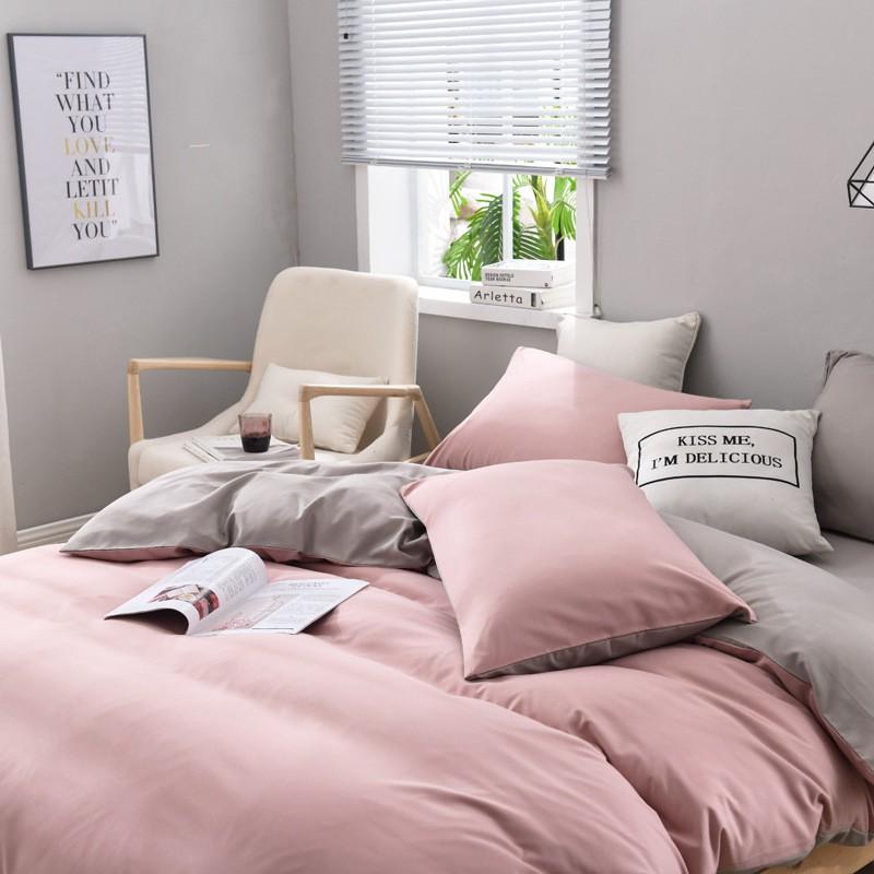 Soft Brushed Microfiber Bedding Set 4PCS Solid Color Minimalist Nordic Style Queen King Size