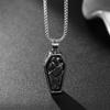 Vintage Skeleton Coffin Pendant Necklace with Thick O-Ring Chain, 304 Stainless Steel