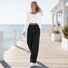 Women Pants, High Waist Wide Leg Business Casual Trousers, Pure Color Suit Pants with Side Pockets, Wrinkle Resistant Work Weekend Wear