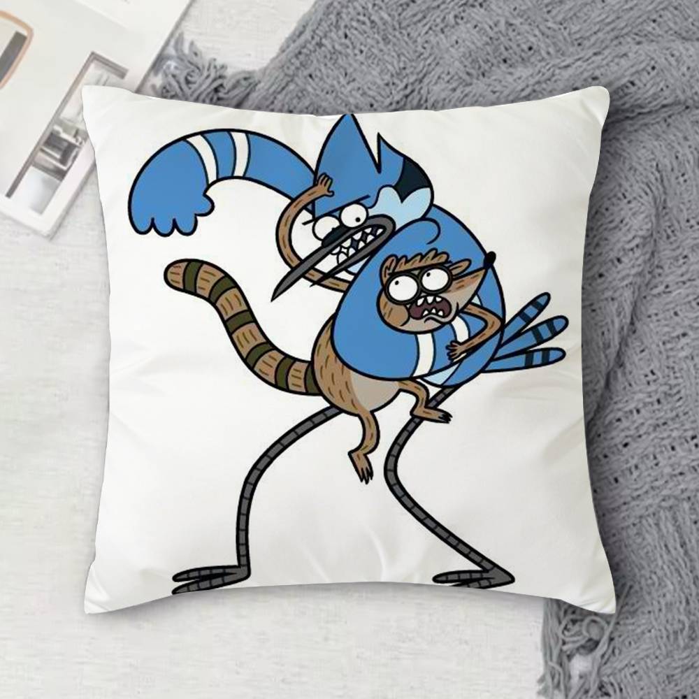 RRegular Show Doublesided Printed Square Decorative Cushion Cover for Sofa Living Room Home Decor