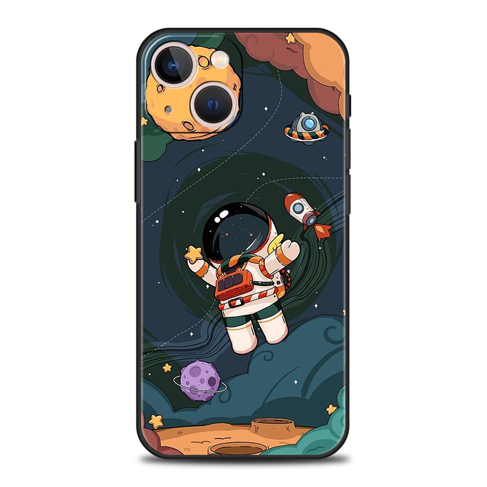

Astronaut Luxury Phone Case Cover For iPhone 16 15 14 13 12 11 Pro Max 8 7 Plus XR XS Max Shockproof Soft Shell Coque Capas Bags iPhone 15 Plus
