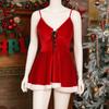 New Year Christmas Dress Transparent Camisole Nightwear Velvet Pajamas Dress Suit  Gifts
