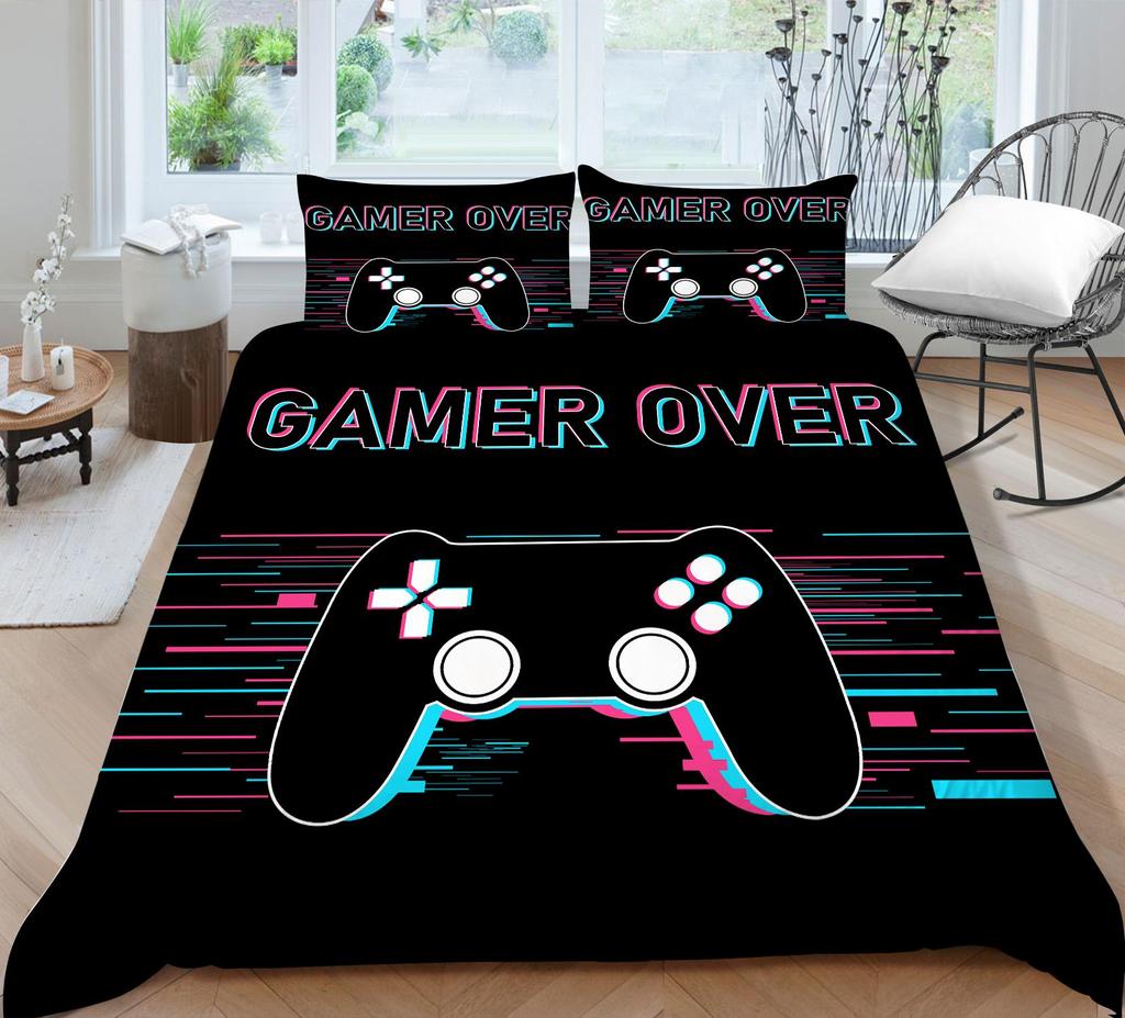 Player Bedding Microfiber Fabric Game Machine Printed Quilt Cover and Pillowcase Are Suitable for Home Decoration of Boys and Men's Game Lovers' Rooms