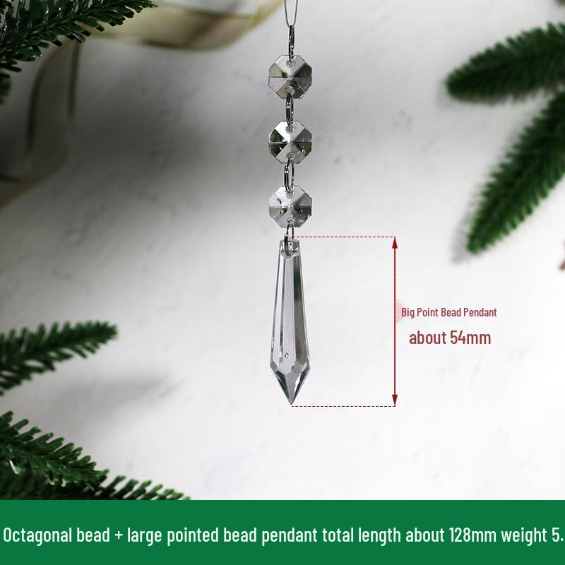 Transparent Acrylic Snowflake Ornament Set with Crystal Bead Strings for Christmas Tree Decoration