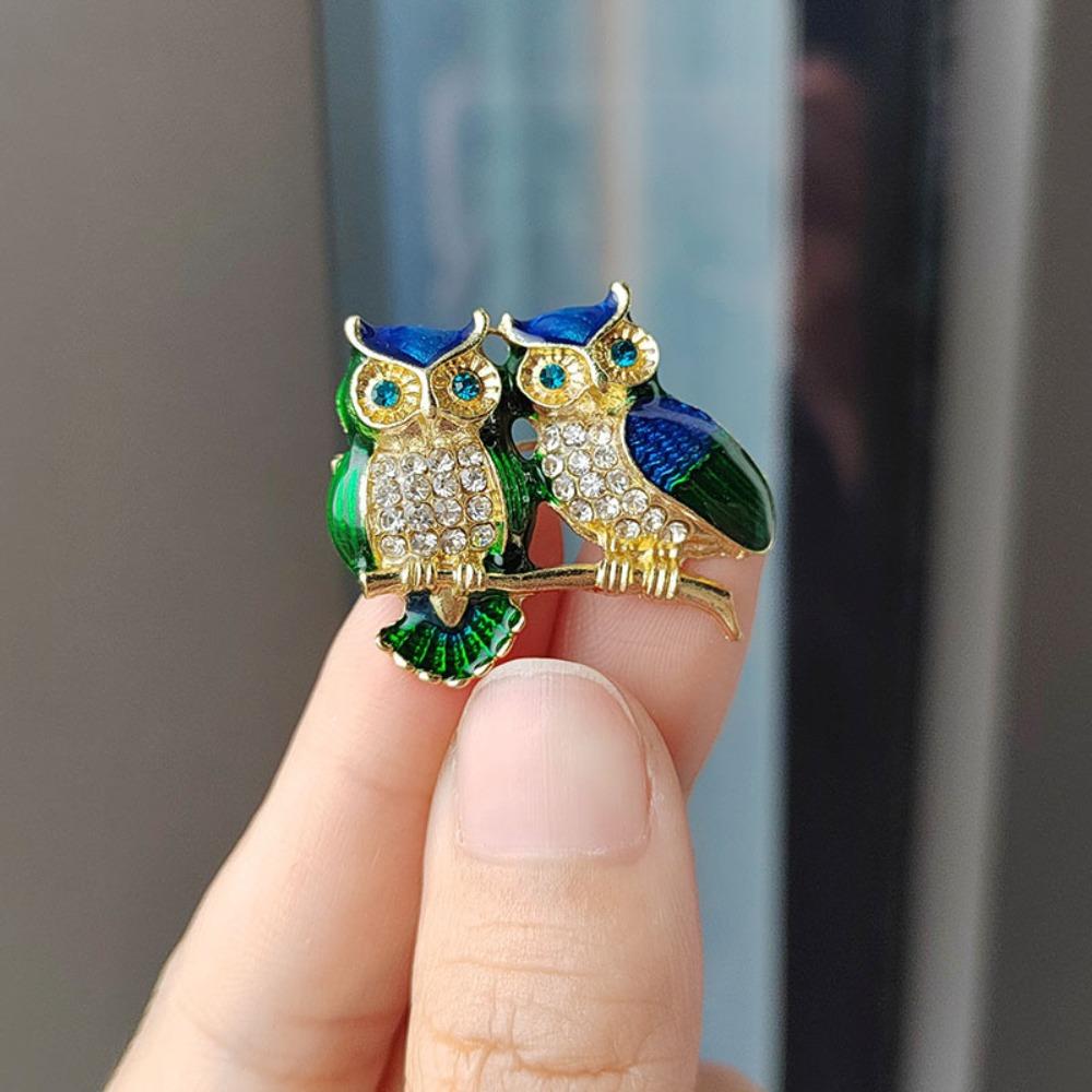 2025 New Fashion Enamel Oil Dropper Zircon Inlay Double Heads Brooch Pin for Women Men Suit Cardigan Charm Cute Jewelry Gifts
