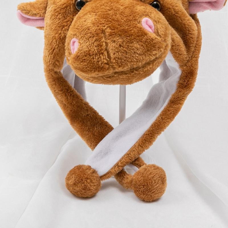 Kawaii Cow Hat Plush Cute Animal Cartoon Headgear Gift Windproof Warm Hat Dress Up Plush Halloween Cospaly Props
