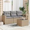 VidaXL Garden Lounge Set with Cushions 4 Pcs Beige Braided Resin 3251006