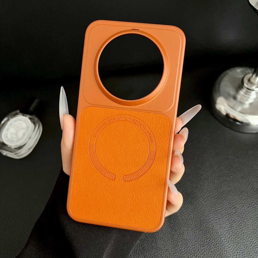 Litchi pattern magnetic attraction is suitable for Huawei Pura90ProMax mobile phone case Mate80 pigmented leather anti-drop hard sheath