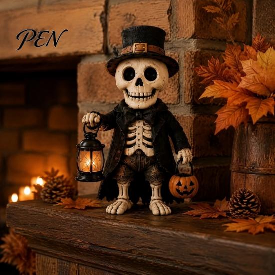 Small Apartment Ornaments Lighted Vintage Patchwork Ghost Figurine with LED Lantern, Rustic Farmhouse Halloween Figurine, Decorative Fall Figurines