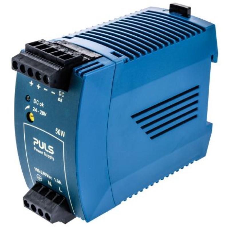 PULS ML50.111 DIN Rail Power Supply, 50W Output: 24V/2.1A, DC Input: 100-240V