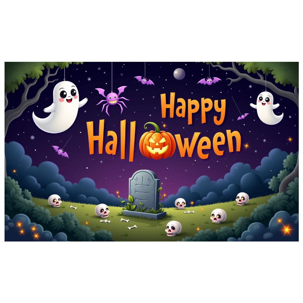 Festive Decoration Cute Bats Halloween Party Banner Holiday Banner Skull Pattern Party Decor For Spooky Celebration Indoor Decor