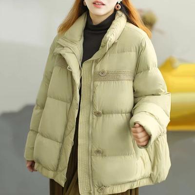 Women's Winter High-end Short Down Jacket Large Loose Collar White Duck Down Jacket
