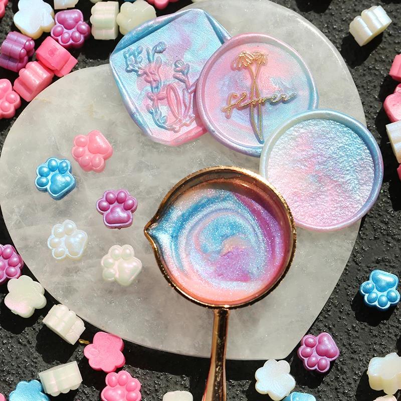 150pcs Original Cat Paw Seal Wax Grains Mixed Color Pearlescent Wax DIY Manual Account Greeting Card Envelope Decoration