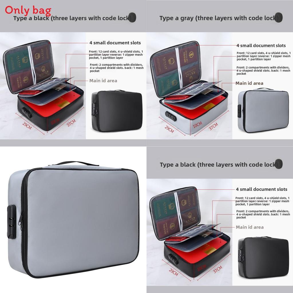 Travel Document Organizer With Fireproof Silicone For Family And Travel Use