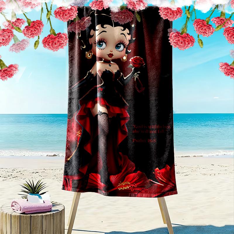 1pc Betty Boop Beach Towel, Outdoor Activities Perfect Summer Travel Supplies, As A Gift for Festivals