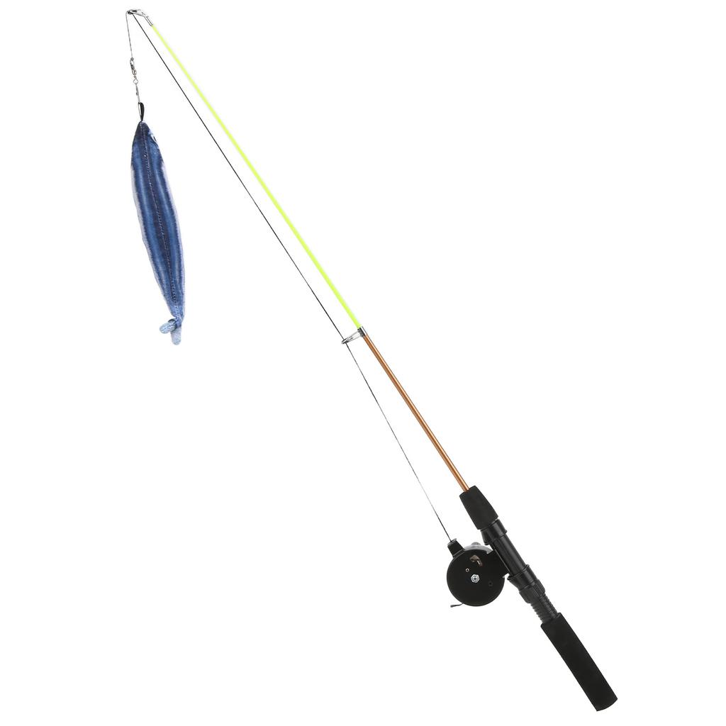 Funny Cat Stick Realistic Flexible Interactive Pulley Telescopic Fishing Rod Cat Toy for Cats(Saury