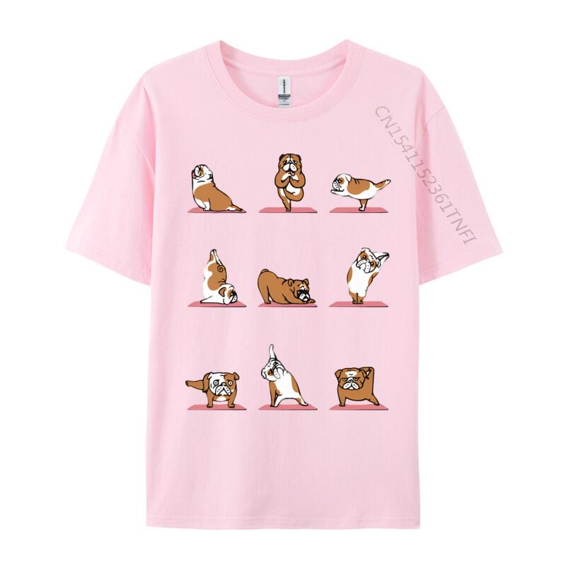 Englische Bulldogge Yoga Vintage T-Shirt Schwarzes T-Shirt Gutscheine Geburtstag Herren T-Shirt Slim Fit Grafik-T-Shirt Baumwolle