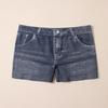 Dame Shorts Høy Elastisk Imitert Denim Korte Leggings med Lommer Tettsittende Sommershorts Hverdagsbruk