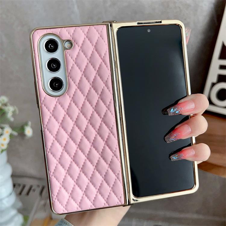 Applicable To Samsung ZFold5 Rhombus Mobile Phone Case Zfold3 Electroplated TPU Soft Zfold3 Folding Mobile Phone Case