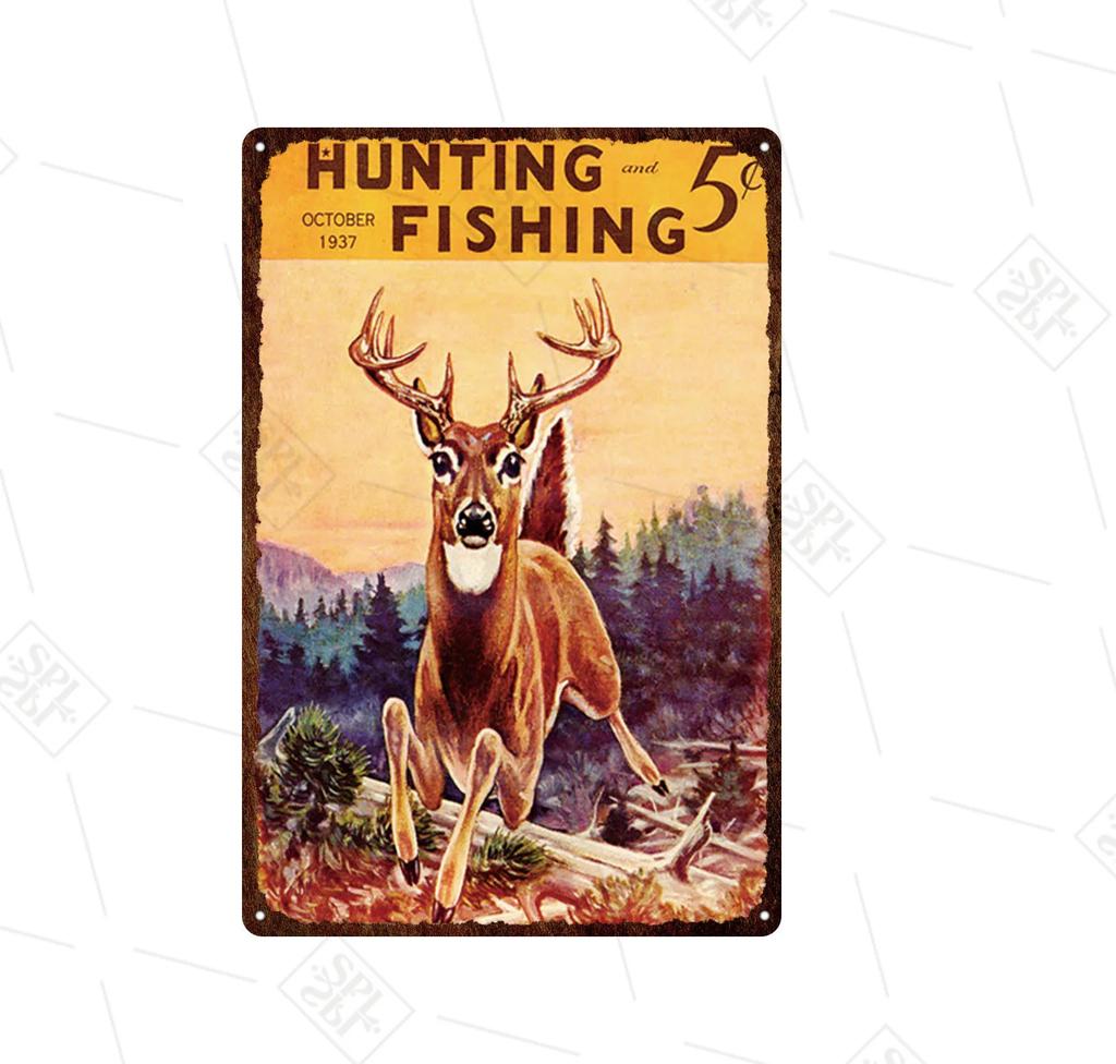 Animal Metal Sign Vintage Forest Park Doorplate Cat Bird Metal Tin Plate Fishing Plaque Bar Wall Sticker Farm Home Decoration