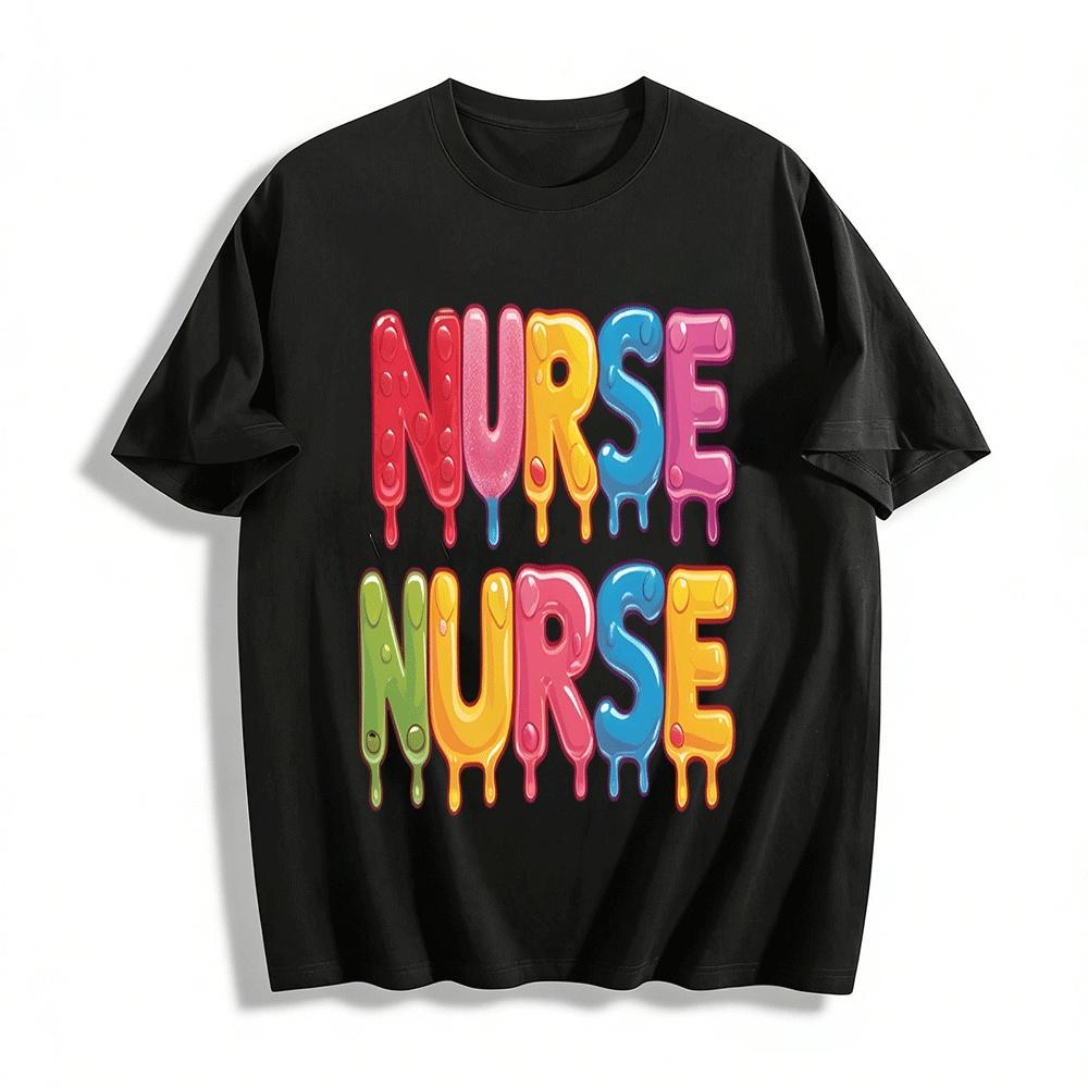 Fun Melting Frosting Style Nurse Themed Casual Printed Top Pure cotton T-shirt XXS