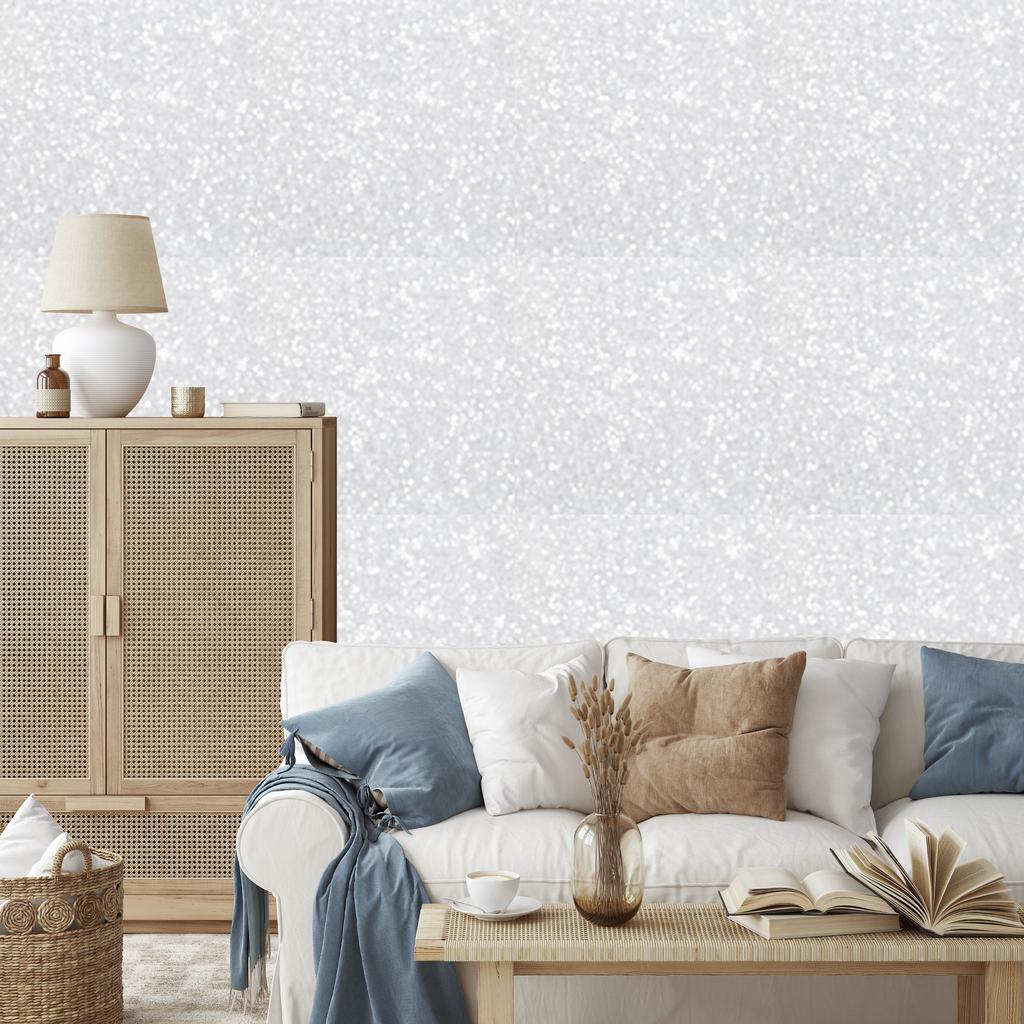 Light gray and white glitter wallpaper for living room and bedroom 50x1000