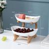 2/3 Layer Fruit Tray Wooden Dessert Plate Bamboo Frame Multifunctional Tableware Dishes Living Room Snack Storage Candy Tray