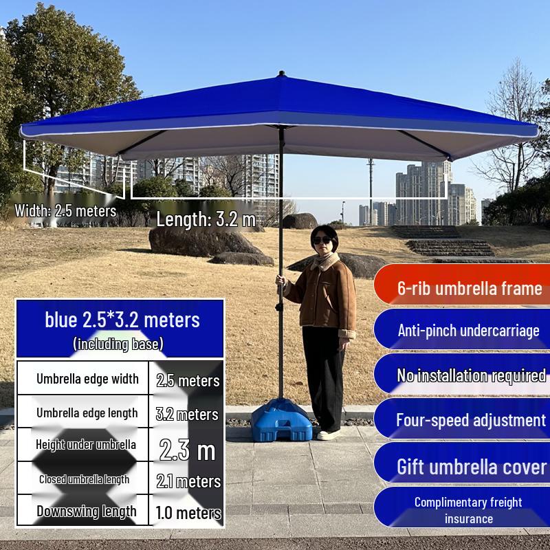 Large Outdoor Commercial Parasol - Thickened Square Patio Umbrella Tent