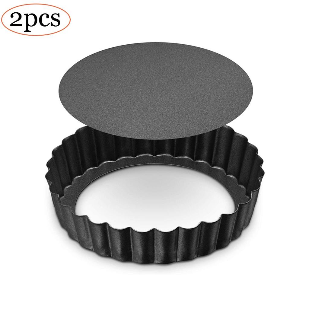 2PCS Tart Pie Pan Cake Baking Tray Non Stick Loose Base Mold Removable Bottom Hot