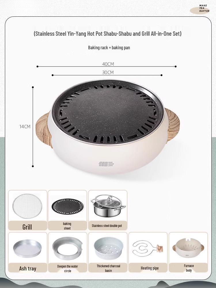 Dual-Use Electric Grill & Fire Pit: Indoor BBQ, Boiling, Baking, and Charcoal Stove Set