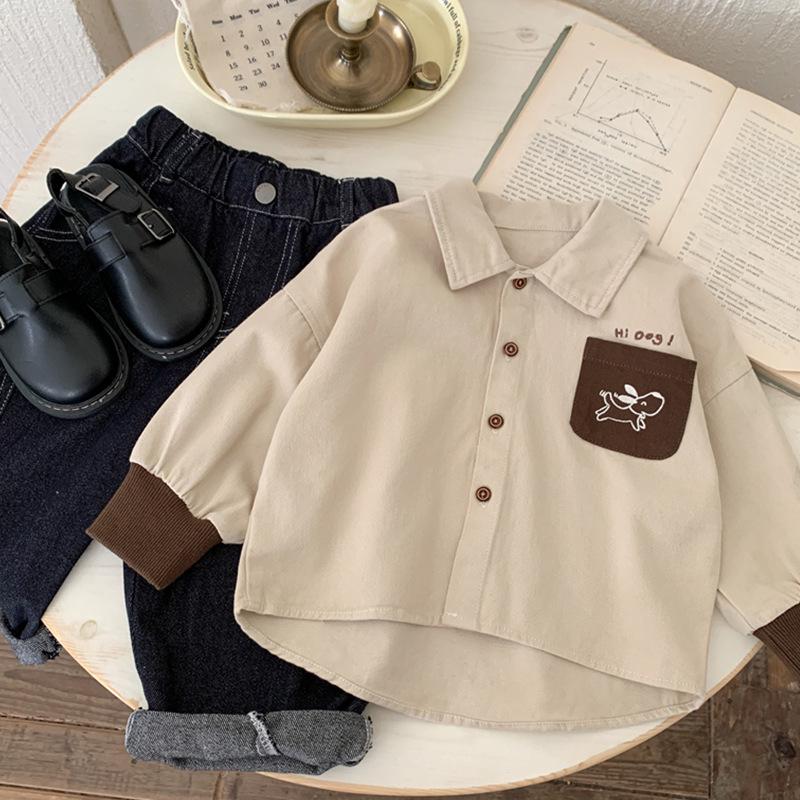 Boys' Autumn 2025 Fashionable Outing Baby Shirt Set for Spring/Autumn Season