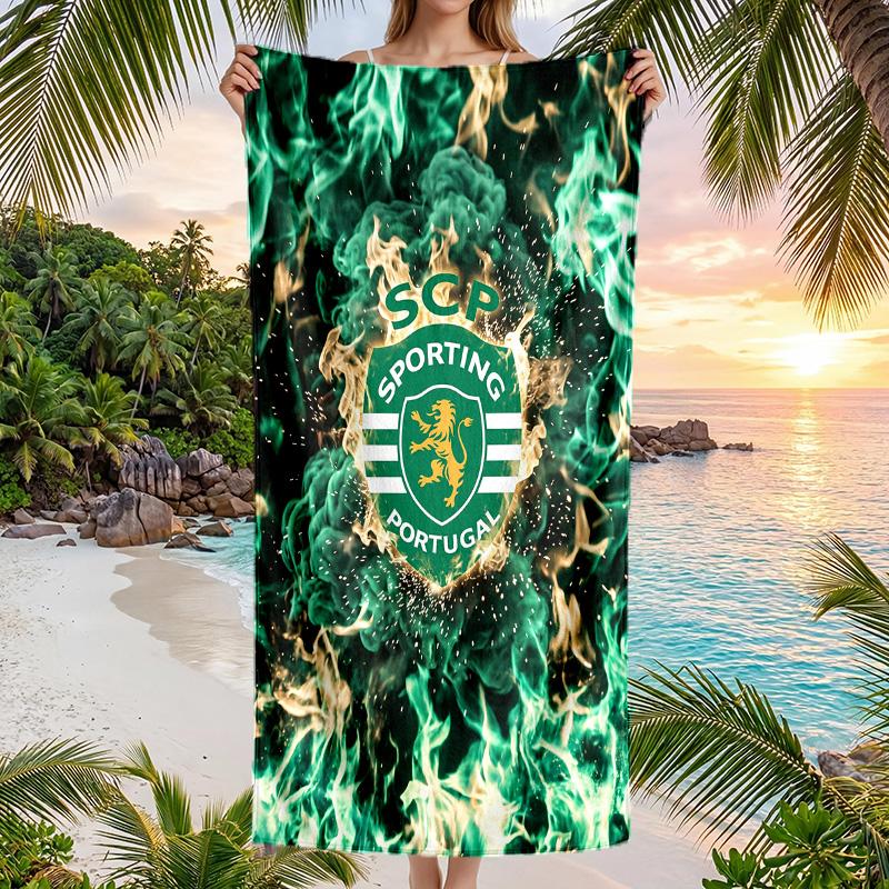 Asciugamano da Spiaggia Sporting CP FC Stampa Asciugatura Rapida Microfibra Assorbente Portatile da Viaggio Asciugamano da Nuoto