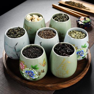 Boîte à thé Céladon Four Ge Céramique Style chinois Réservoir de stockage scellé Décoration de maison Pot en porcelaine Boîte à thé étanche à l'humidité