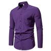 Men's Comfortable Solid Color Shirts Long Sleeve Shirt Casual Business Shirt for Men Lightweight Work Breathable Lapel Shirts