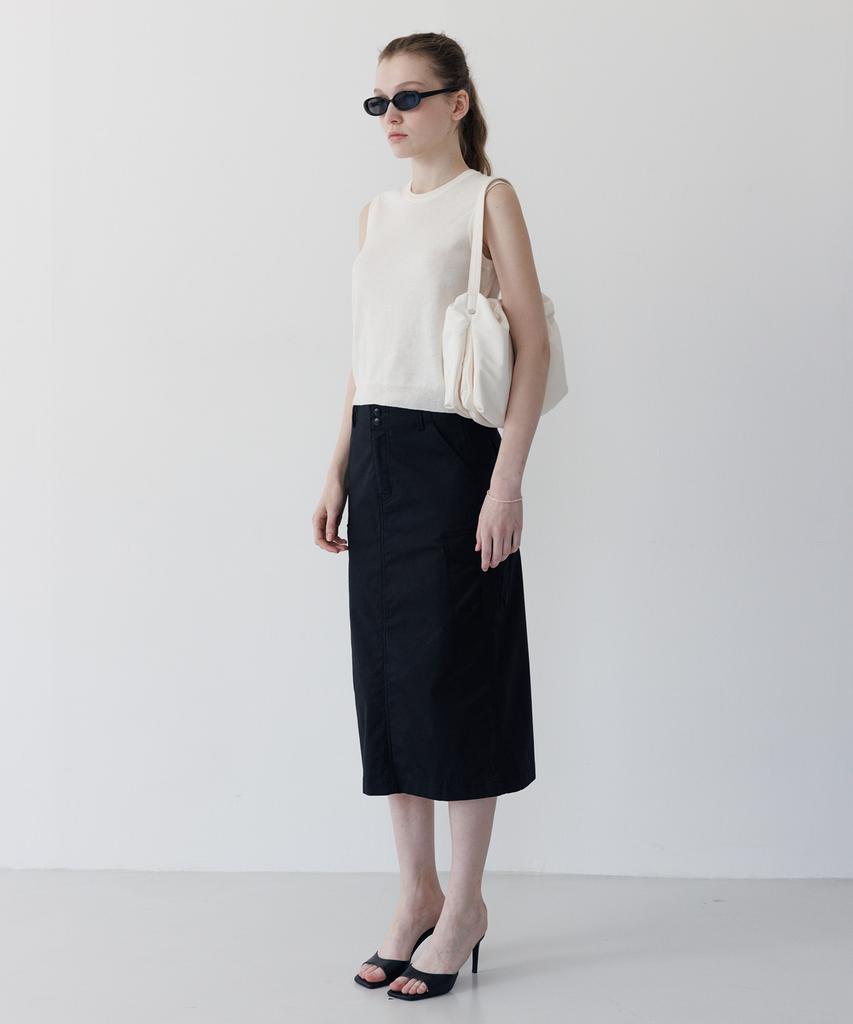 Tudument Ripstop Cargo Long Skirt Black