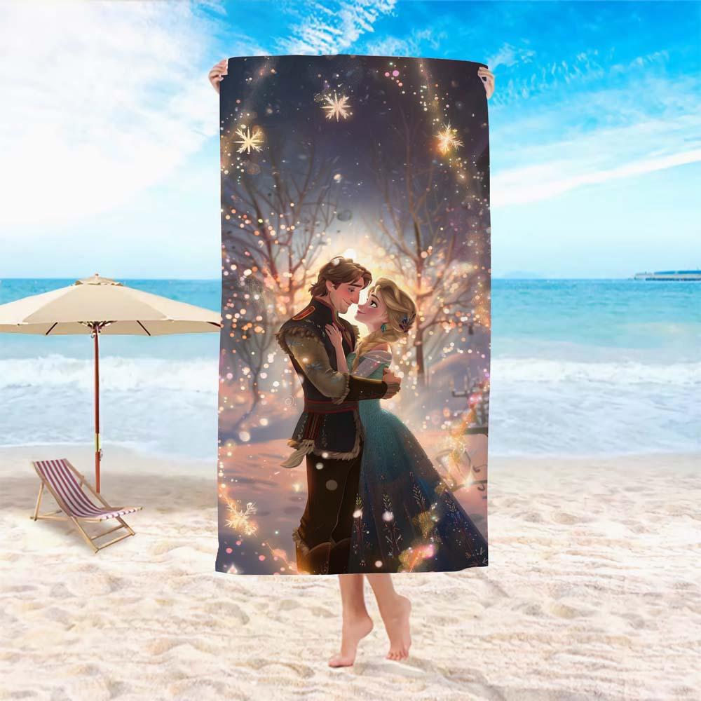 Princess Style Cartoon Printed Microfiber Beach Towel Soft Water Absorbent Bath Towel For Girls