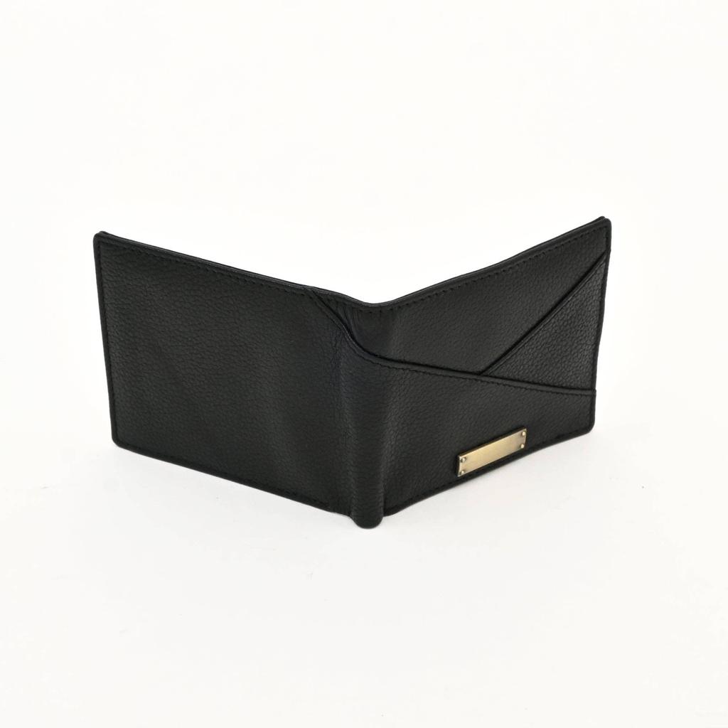 Men's Leather Wallet 2S Grablk -Premium Black Grained Napa Leather Wallet with Coin Pocket & 4 Card Slots - Luxury Slim Bifold Design