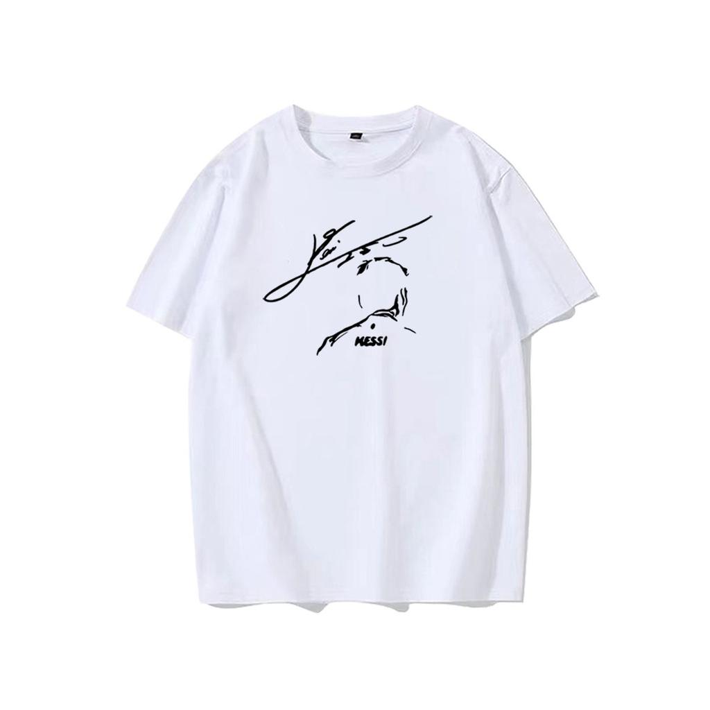 Messi Gedrucktes T-Shirt Messi Fußball Perimeter Paris Barcelona Argentinien Mannschaftssport Kurzarm Top