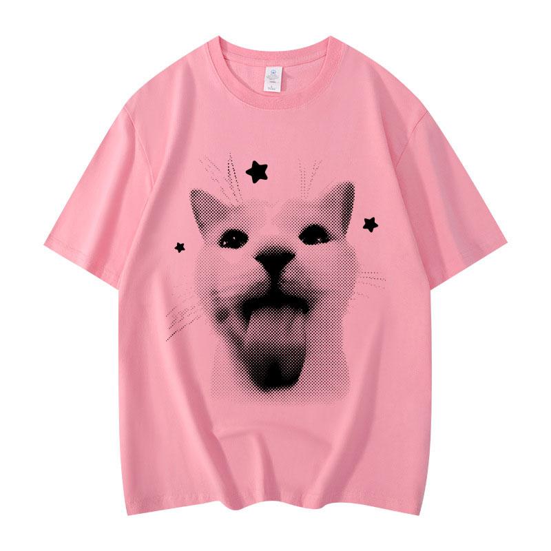 T-shirts Graphiques Meme Chat Drôle Hommes Femmes Vêtements Y2k T-shirts Oversize Tendance Mode Vintage T-shirt Manches Courtes