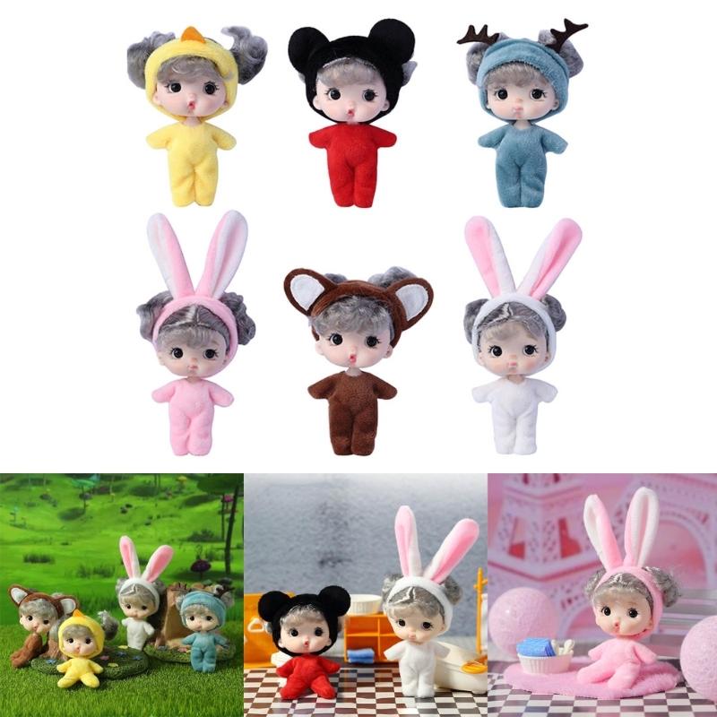 Tiny Doll Plastic Mini Doll with Small Clothes for Girls 4" Little Doll Reborns Baby Gift Bag Decors Accessory