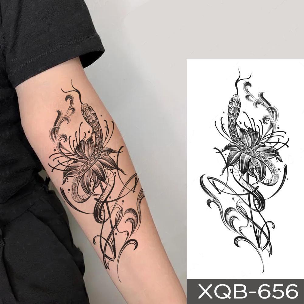 1 STÜCK 210*114 MM Coyote Katze Löwe Meerjungfrau Temporäre Tattoos Für Männer Frauen Schwarz Mond Schlange Schwert Tattoos Aufkleber Gefälschte Line Art Tattoo