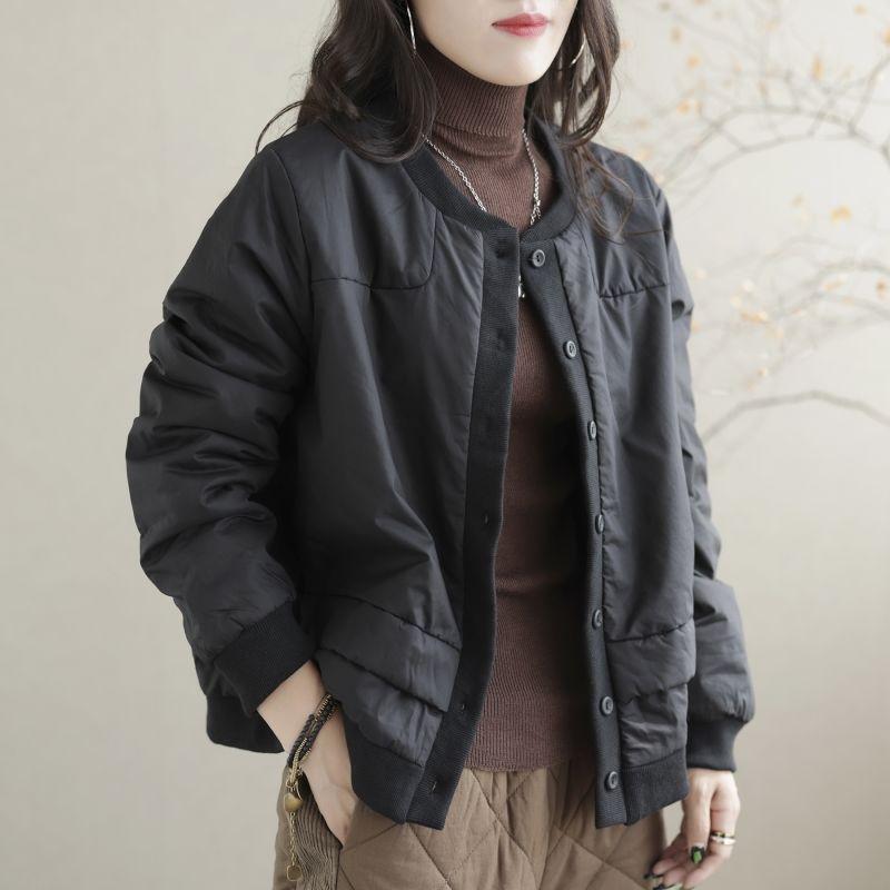 Autumn and winter new thickened warm long-sleeved cotton-padded jacket for women's loose and thin casual cotton-padded clothes