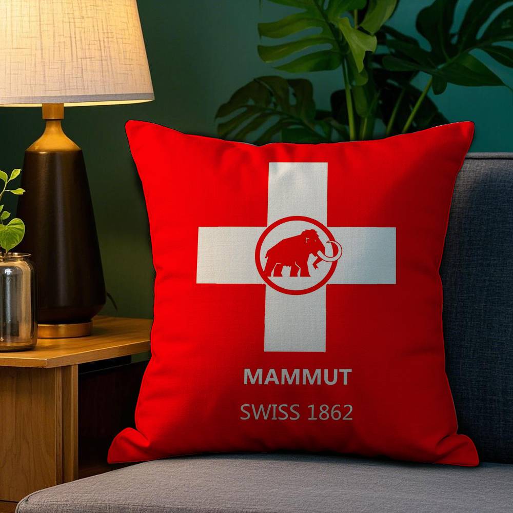 Logo MMAMMUT Brand Pillow Case Home Doublesided Printing Short Plush Colorfast Microfiber Cushion Cover