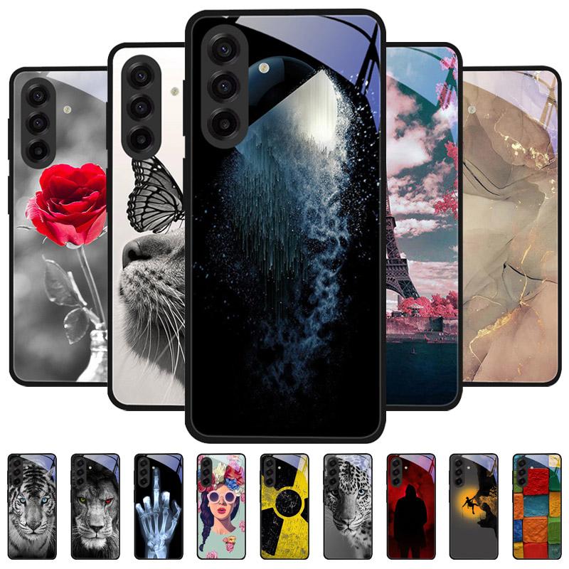 For Samsung Galaxy S25FE Case Fashion Lion Flower Tempered Glass Shockproof Bumper Cover For Galaxy S25 S 25 FE Camera Protector