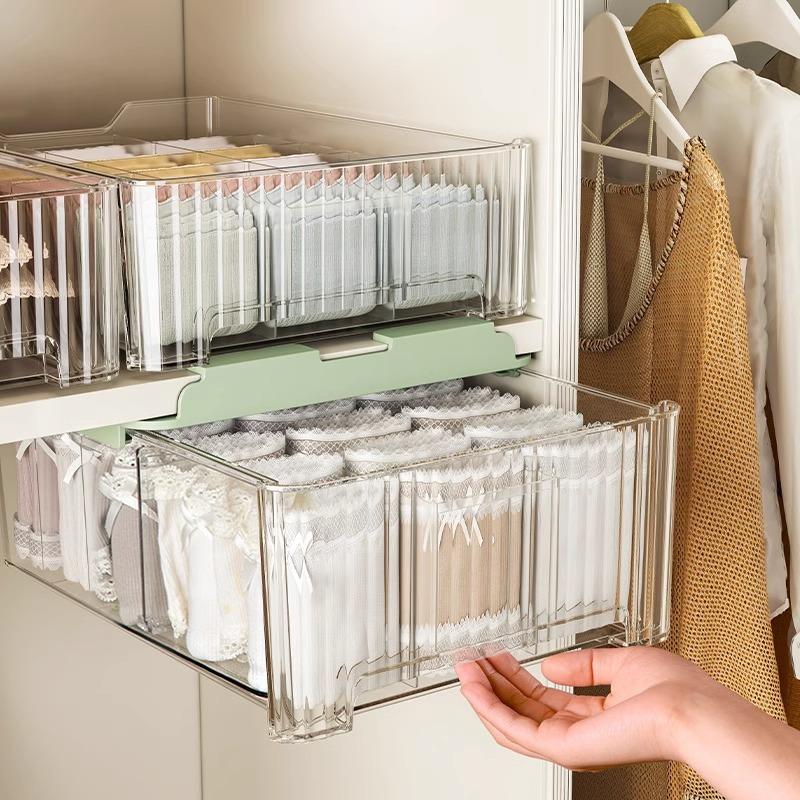Clothing Storage Box Plastic Transparent Organization Box Household Drawer-Type Layered Storage Boxes Organize Accessories