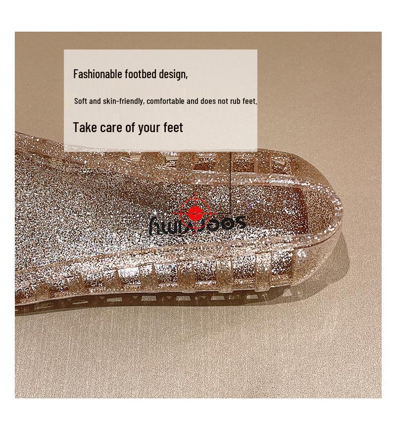 Korean Style Low-Cut Jelly Sandals - 2025 Casual Square Toe Slip-On Flats