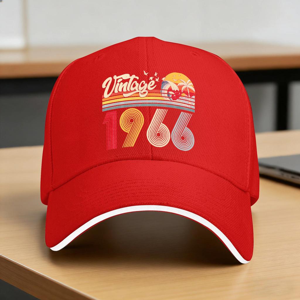 Vintage Born In 1966 60Th Birthday Baseball Cap  Tennis Skate Sun Visor Hip Hop Hats Men Women Vintage Design Snapback Cap