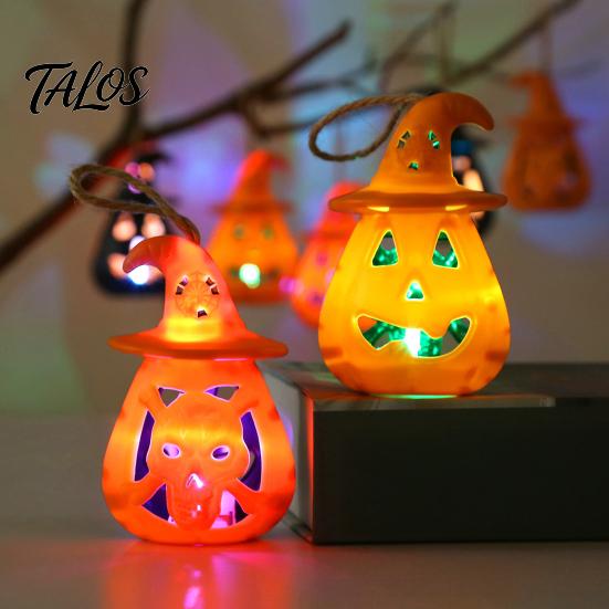 12 Pcs Halloween LED Pumpkin Lantern, Spooky Hanging Lighted Pumpkin Light with Witch Hat for Indoor Outdoor Home Party Decor