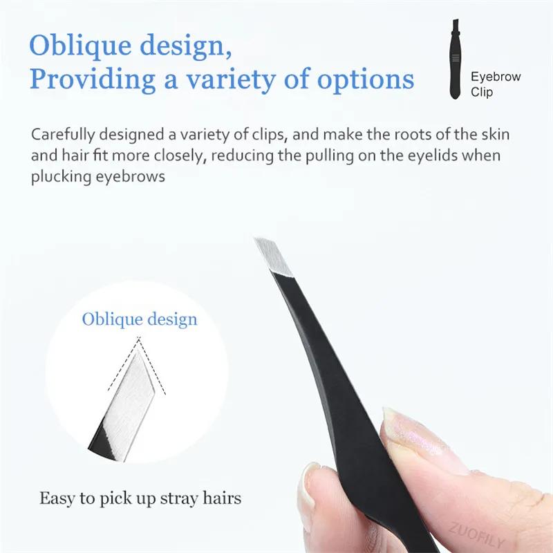 Stainless Steel Eyebrow Clip Eyelashes Double Eyelid Sticker Tweezers Makeup Tools Slant Tip Hair Removal Tweezers Beauty Tools